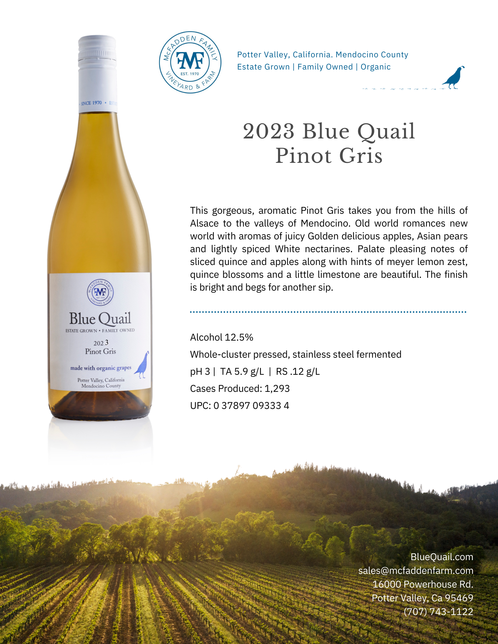 2023 Pinot Gris – McFadden Family Vineyard & Farm
