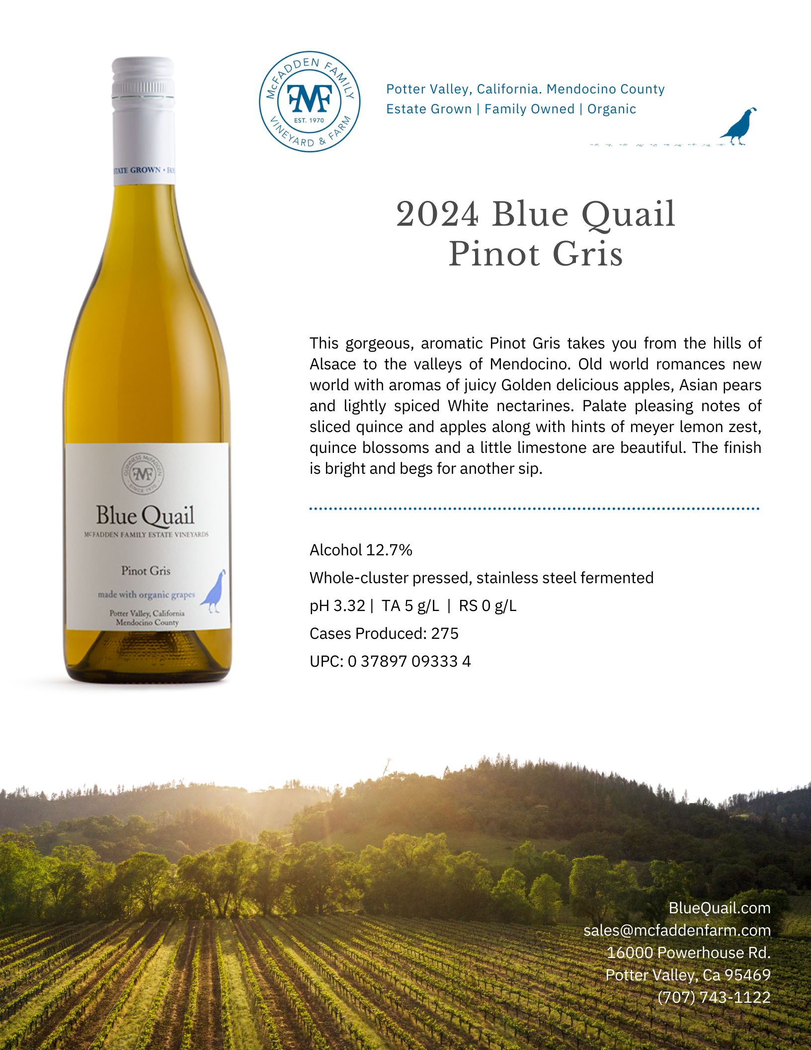 2024 Pinot Gris – McFadden Family Vineyard & Farm